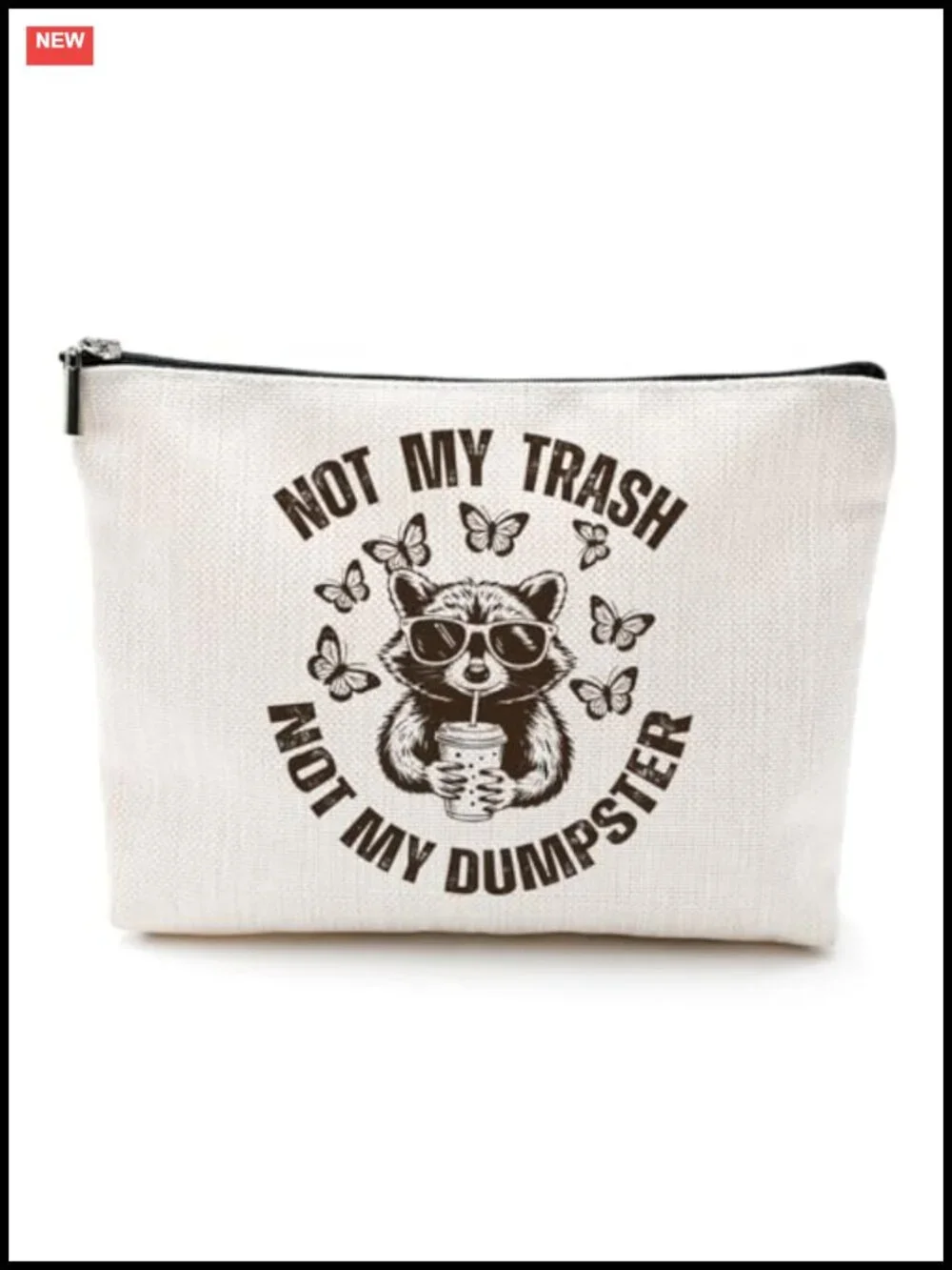Funny Raccoon Cosmetic Bag Makeup Pouch - Cotton Linen Travel Toiletry